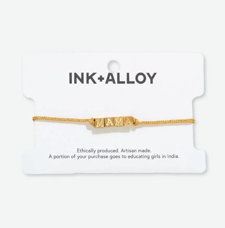 Goldie Brass Letter Cord Bracelet | Ink + Alloy sold by North & Main Clothing Company