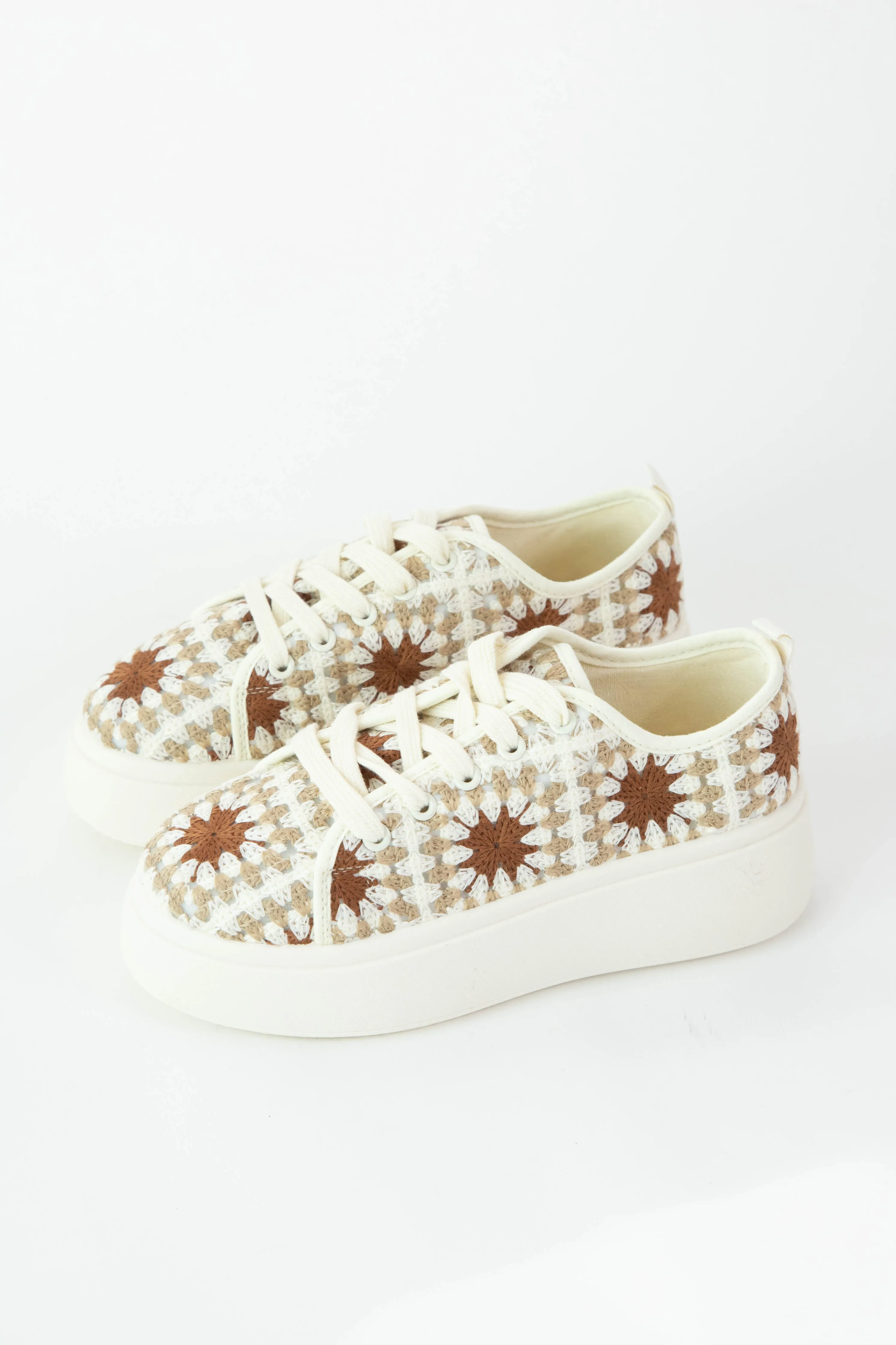Rambling Crochet Sneaker, Cream Multi | Dirty Laundry sold by North & Main Clothing Company