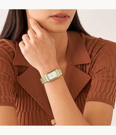 Raquel Three-Hand Date Gold Tone Watch, Gold | Fossil sold by North & Main Clothing Company product image thumbnail 4