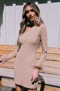 Pop The Bubbly Mini Dress, Champagne sold by North & Main Clothing Company