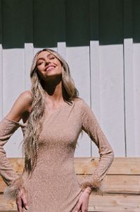 Pop The Bubbly Mini Dress, Champagne sold by North & Main Clothing Company