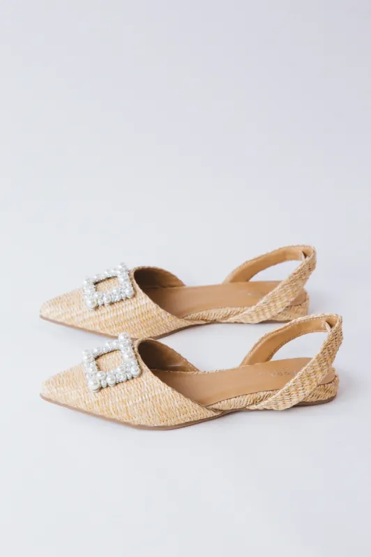 Meryl Slingback Raffia Flat, Light Tan sold by North & Main Clothing Company