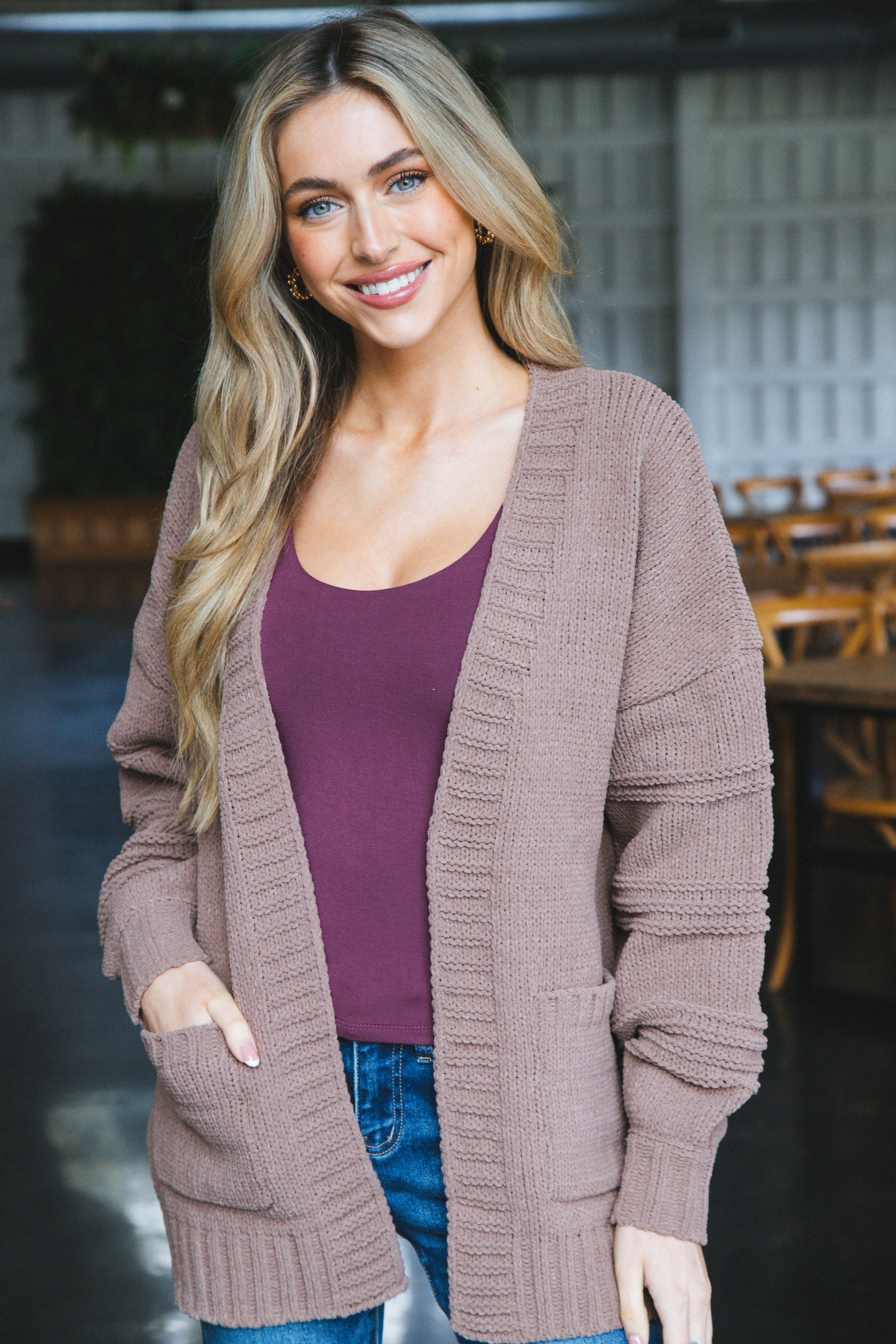 Oaklyn Chunky Sweater Cardigan, Mocha sold by North & Main Clothing Company product image thumbnail 2