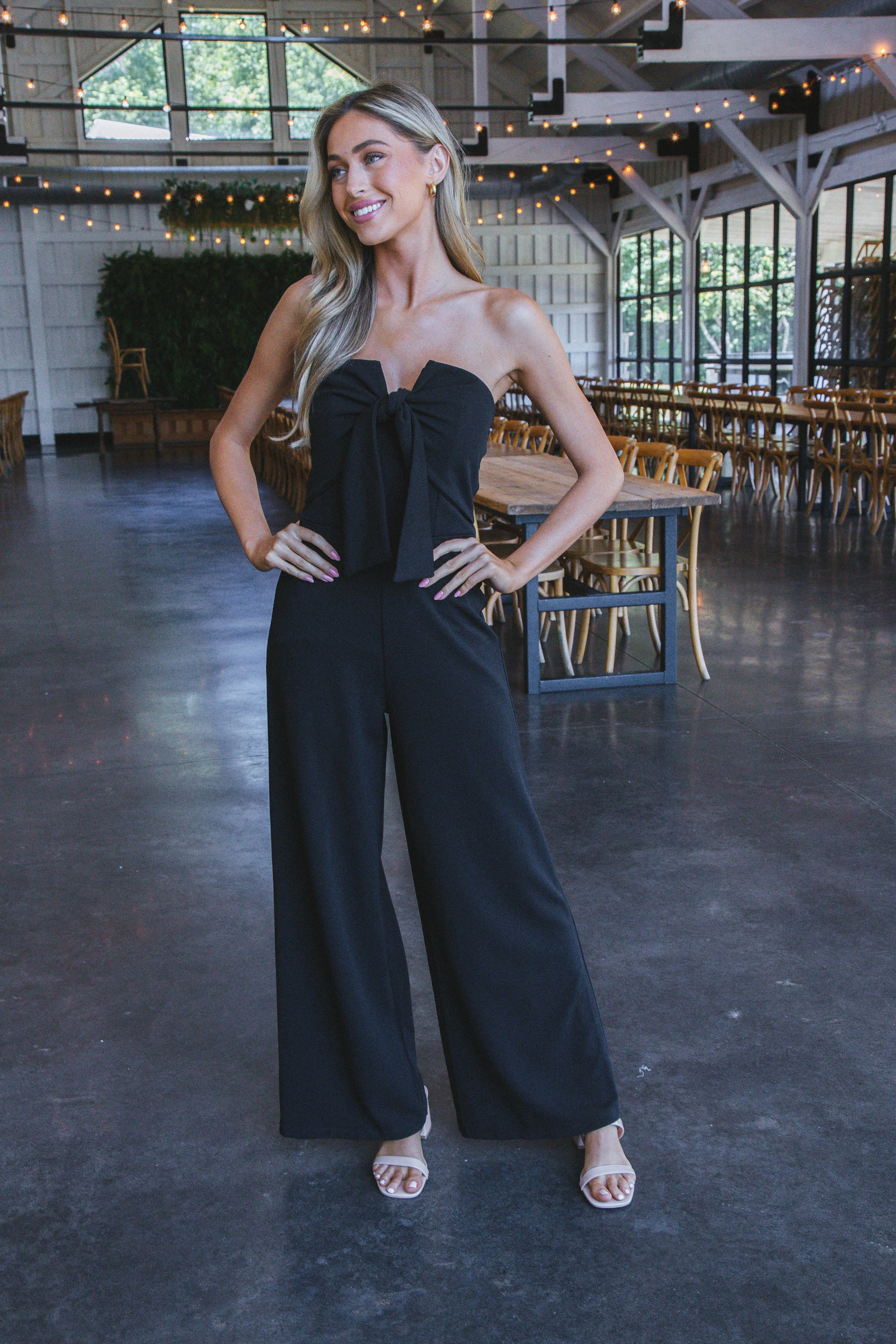 Juliana Tie Front Strapless Jumpsuit, Black sold by North & Main Clothing Company product image thumbnail 3