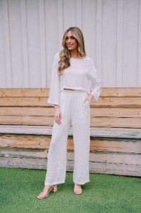 Charleston High Rise Linen Pant, White sold by North & Main Clothing Company