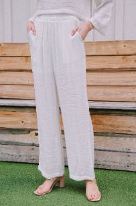Charleston High Rise Linen Pant, White sold by North & Main Clothing Company