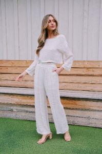 Charleston High Rise Linen Pant, White sold by North & Main Clothing Company