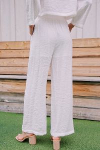 Charleston High Rise Linen Pant, White sold by North & Main Clothing Company