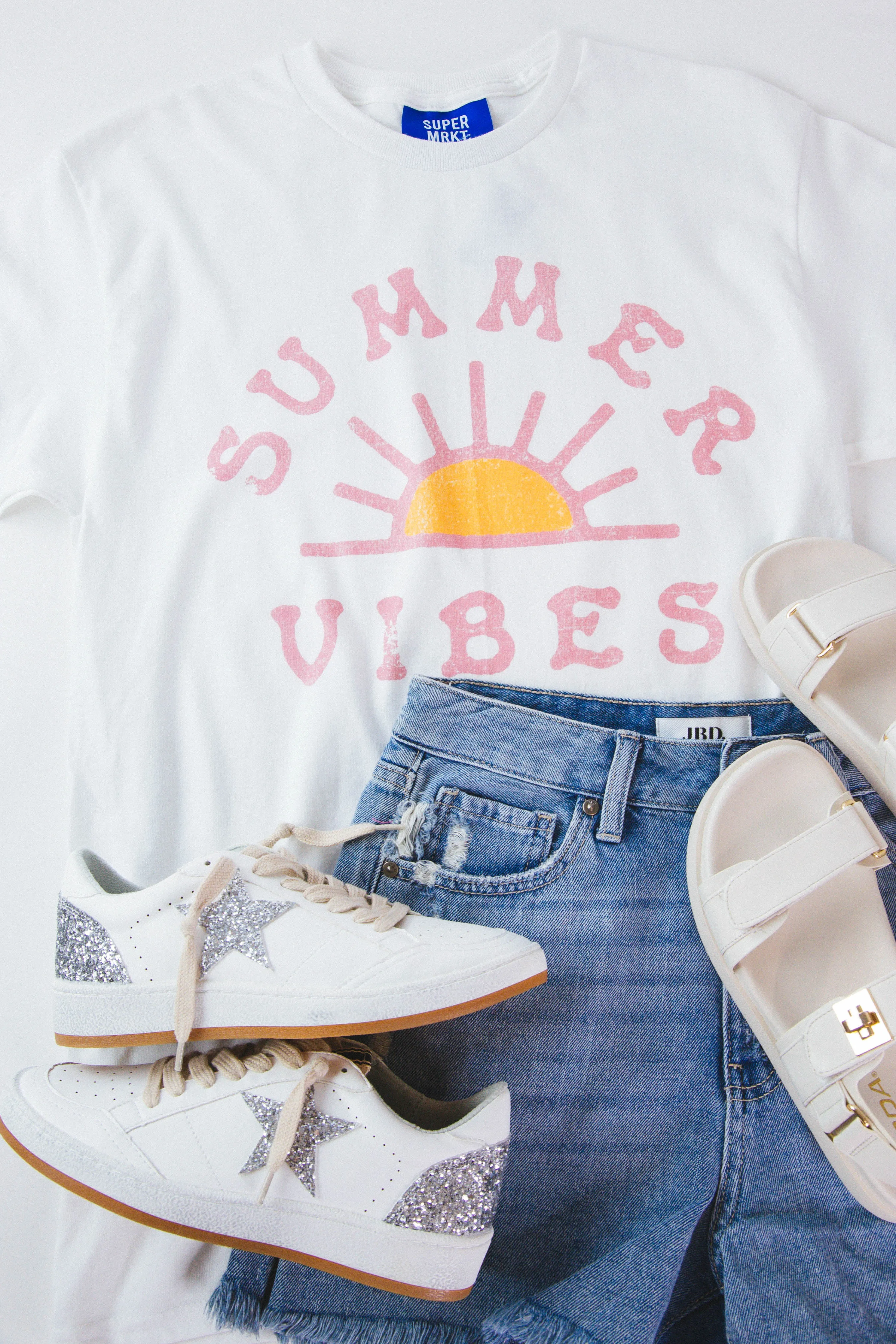 Summer Vibes Oversized Graphic Tee, White sold by North & Main Clothing Company product image thumbnail 2