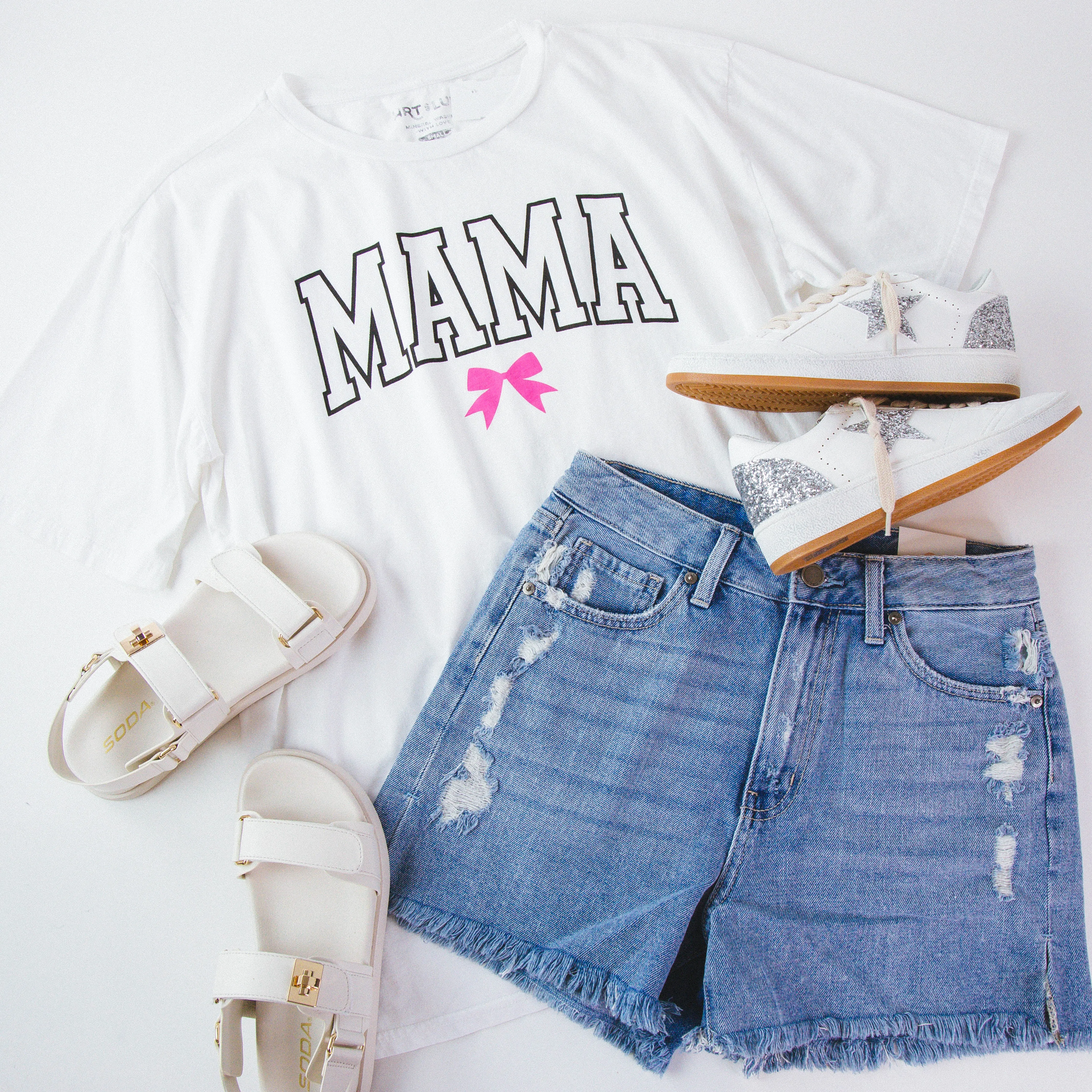Mama Bow Oversized Graphic Tee, White sold by North & Main Clothing Company product image thumbnail 4