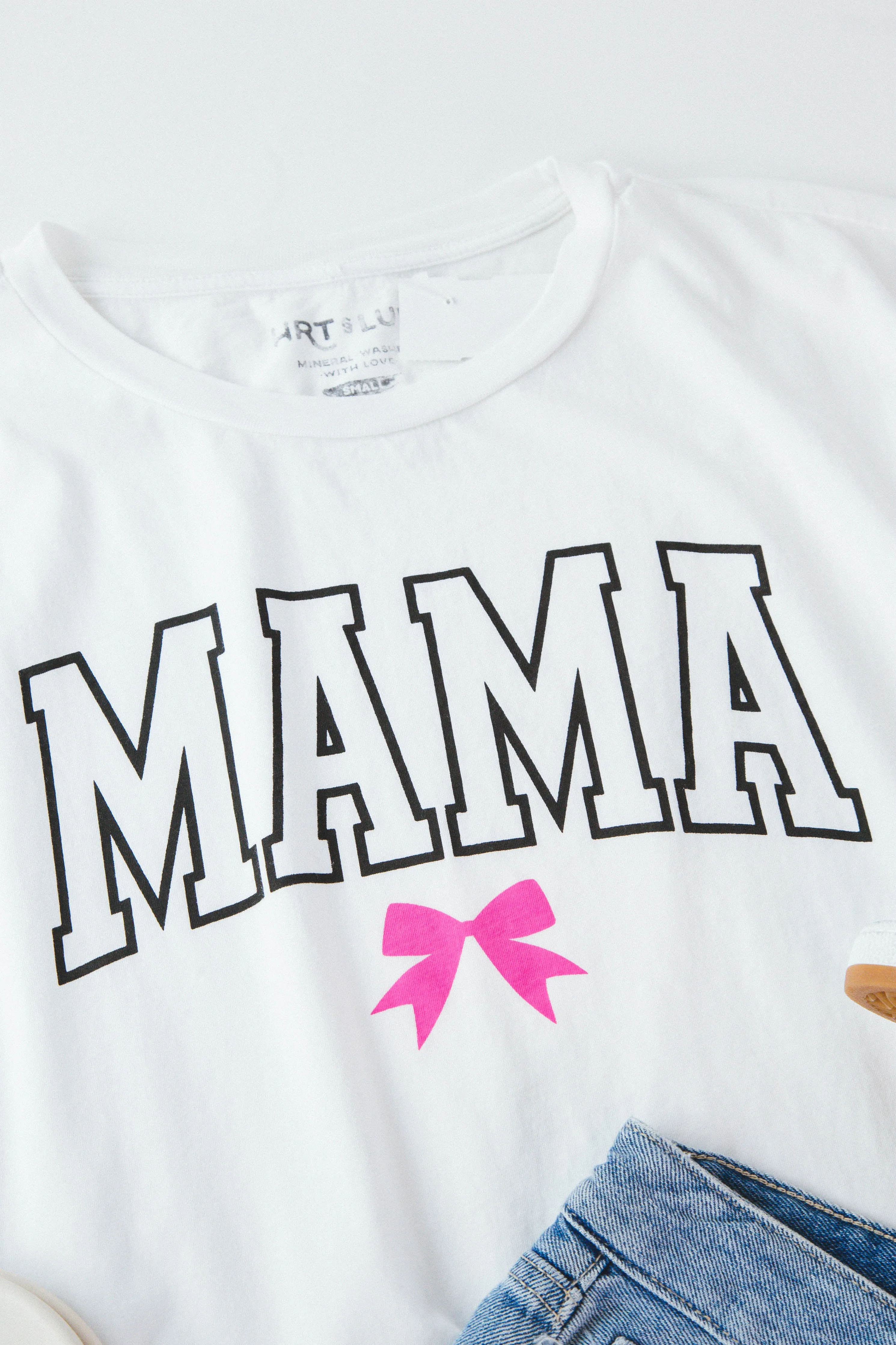 Mama Bow Oversized Graphic Tee, White sold by North & Main Clothing Company product image thumbnail 3