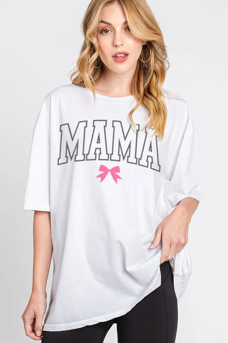 Mama Bow Oversized Graphic Tee, White sold by North & Main Clothing Company product image thumbnail 2