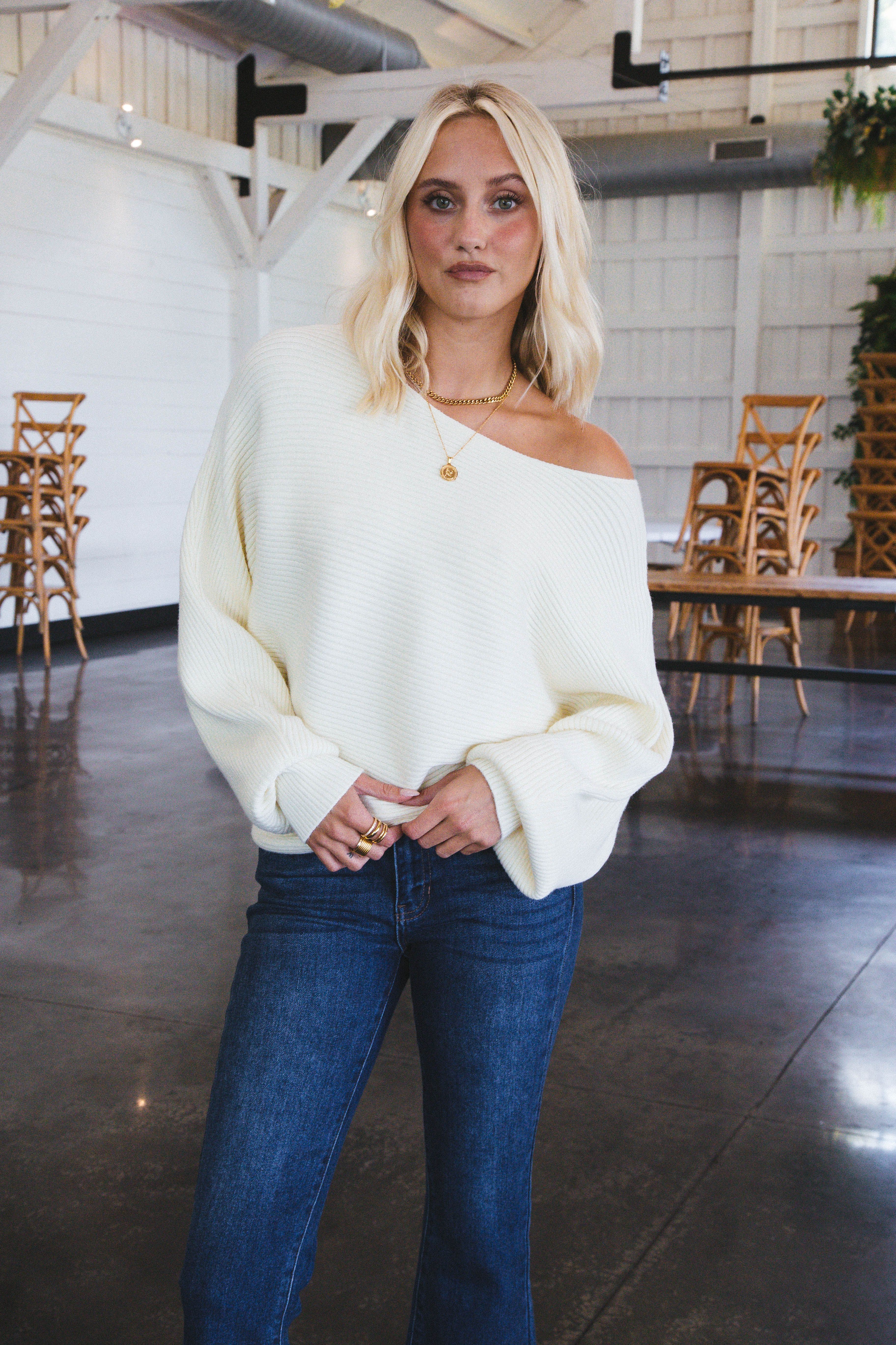 Lainey Ribbed Dolman Sleeve Sweater, Ivory sold by North & Main Clothing Company product image thumbnail 5