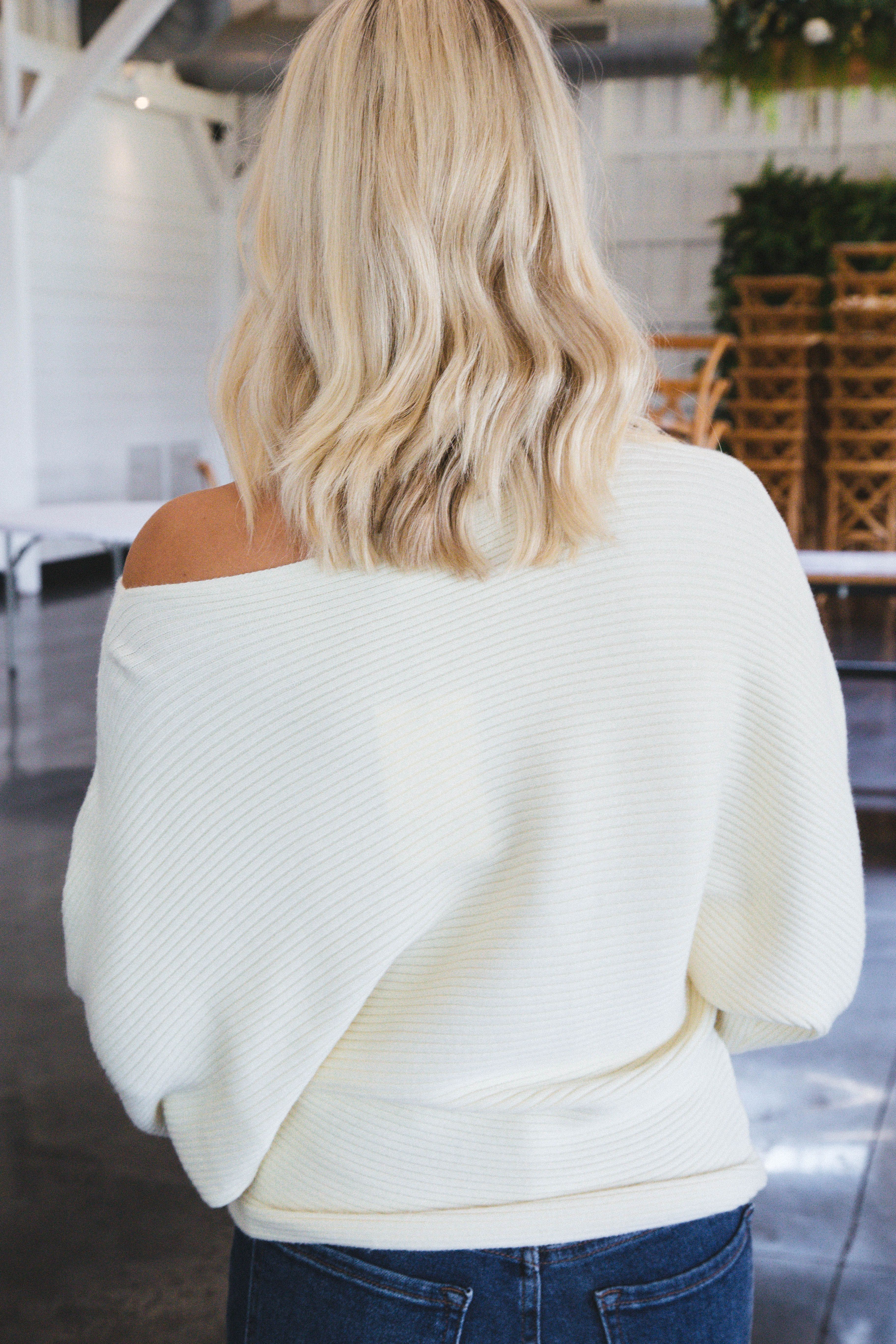 Lainey Ribbed Dolman Sleeve Sweater, Ivory sold by North & Main Clothing Company product image thumbnail 4