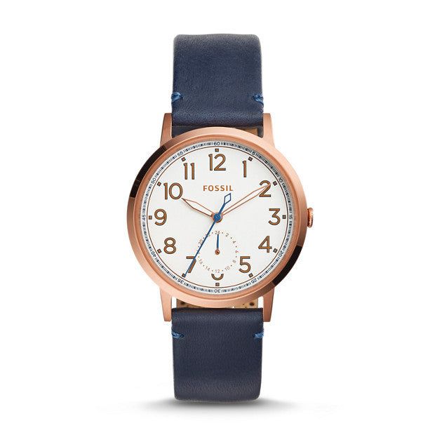 Everyday Muse Multifunction Leather Watch, Indigo | Fossil® sold by North & Main Clothing Company