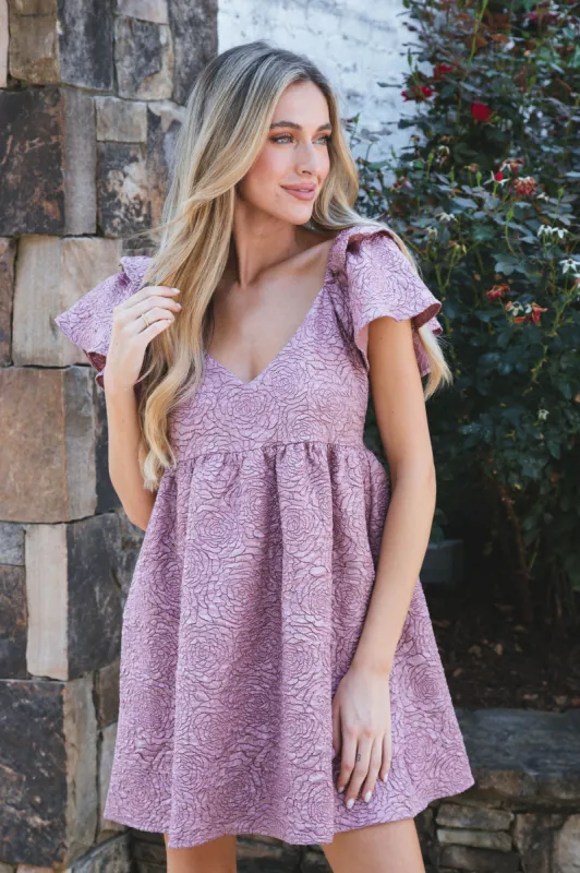 Dora Textured Babydoll Dress, Mauve sold by North & Main Clothing Company
