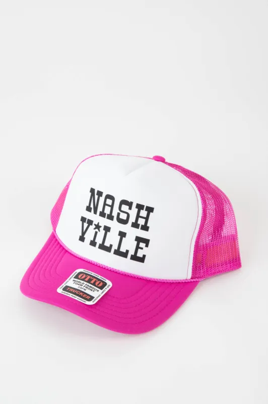 Nashville Star Trucker Hat, Fuchsia/White sold by North & Main Clothing Company