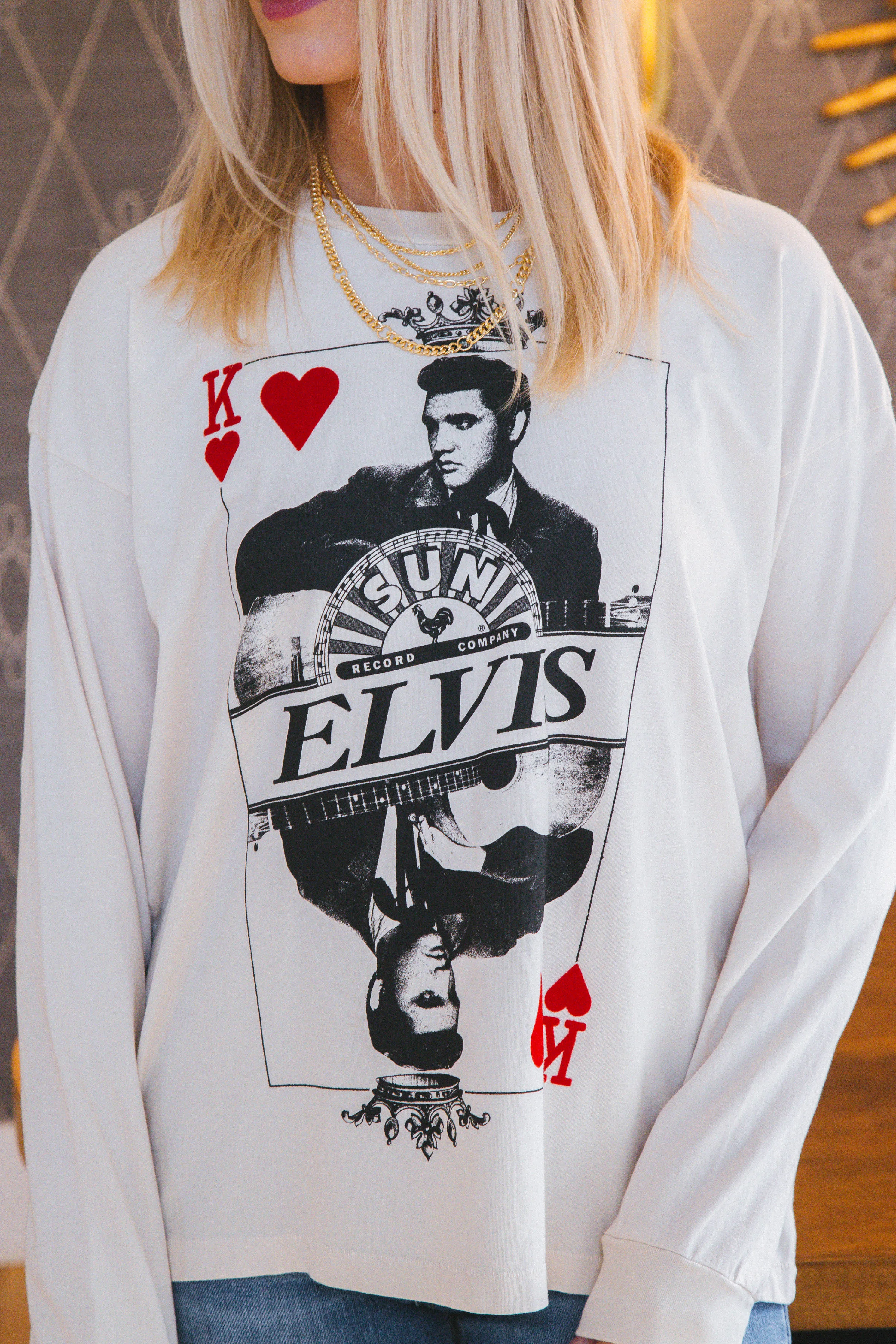 Sun Records Elvis Long Sleeve Tee, Dirty White | Daydreamer sold by North & Main Clothing Company product image thumbnail 5