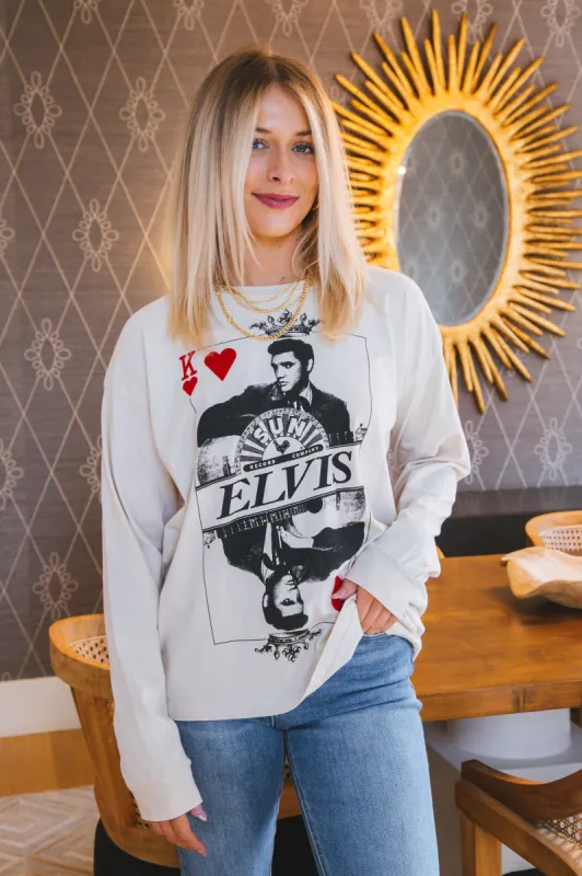 Sun Records Elvis Long Sleeve Tee, Dirty White | Daydreamer made by North & Main Clothing Company