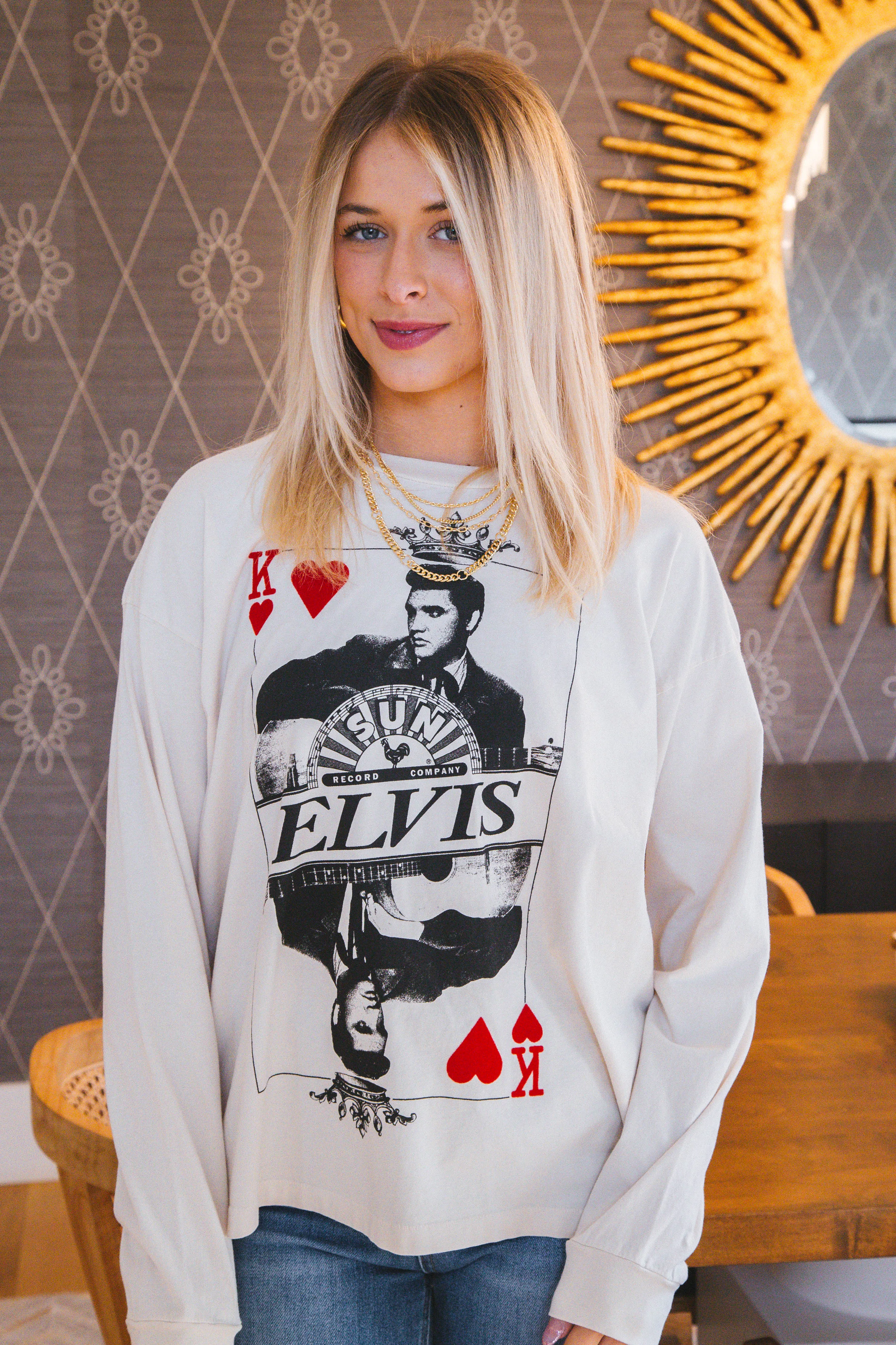 Sun Records Elvis Long Sleeve Tee, Dirty White | Daydreamer sold by North & Main Clothing Company product image thumbnail 3