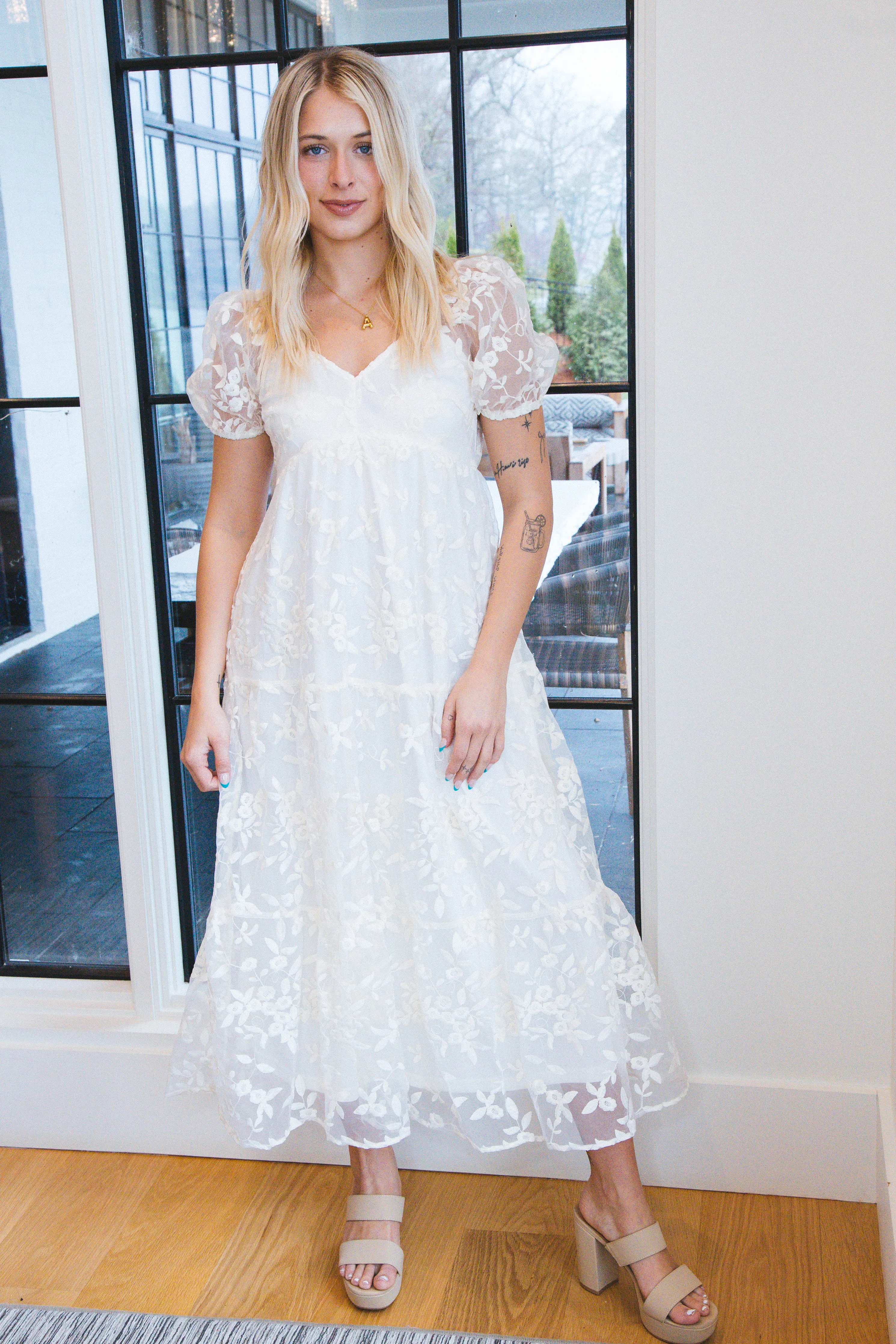 Ada Embroidered Lace Maxi Dress, Cream sold by North & Main Clothing Company product image thumbnail 2