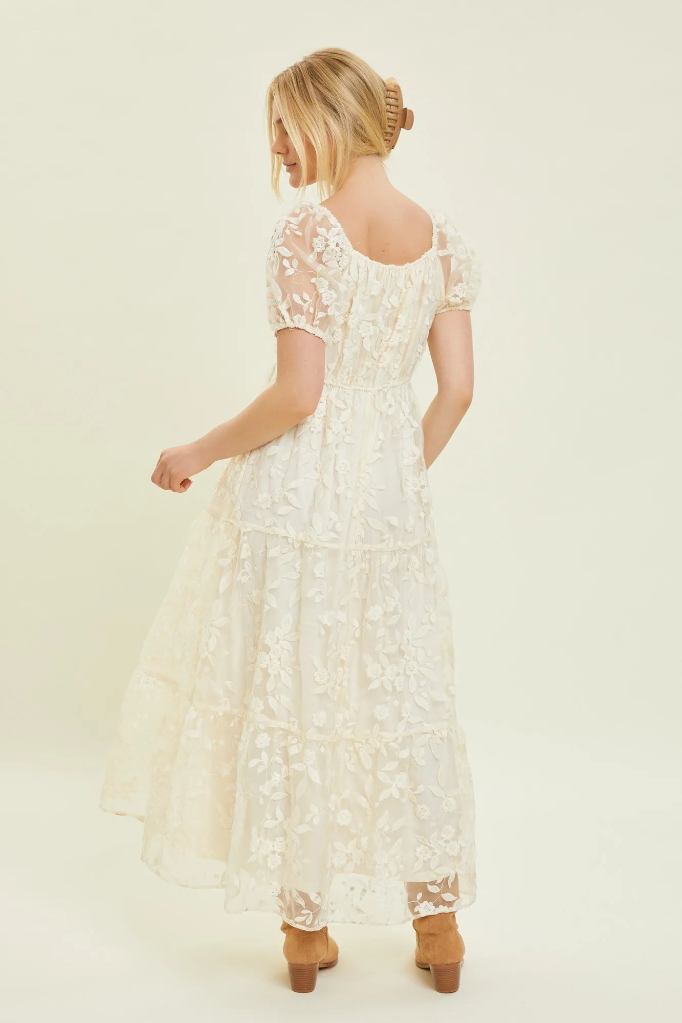 Ada Embroidered Lace Maxi Dress, Cream sold by North & Main Clothing Company product image thumbnail 5