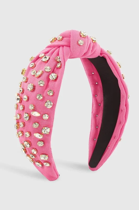 Poppy Rhinestone Knot Headband, Hot Pink sold by North & Main Clothing Company