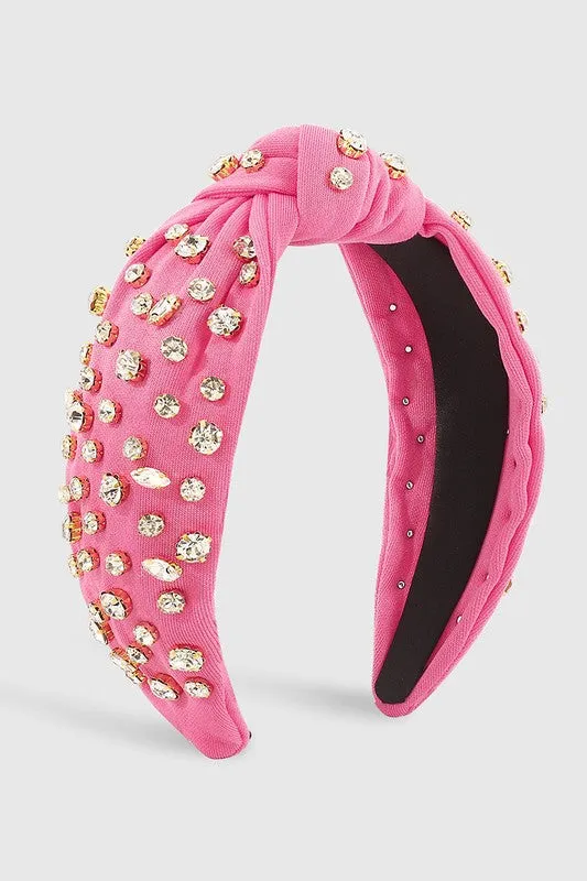 Poppy Rhinestone Knot Headband, Hot Pink sold by North & Main Clothing Company