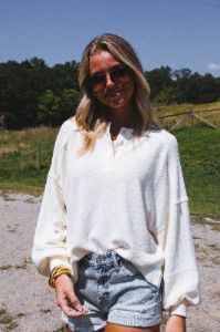 Fireside Knit Henley Top, Cream sold by North & Main Clothing Company
