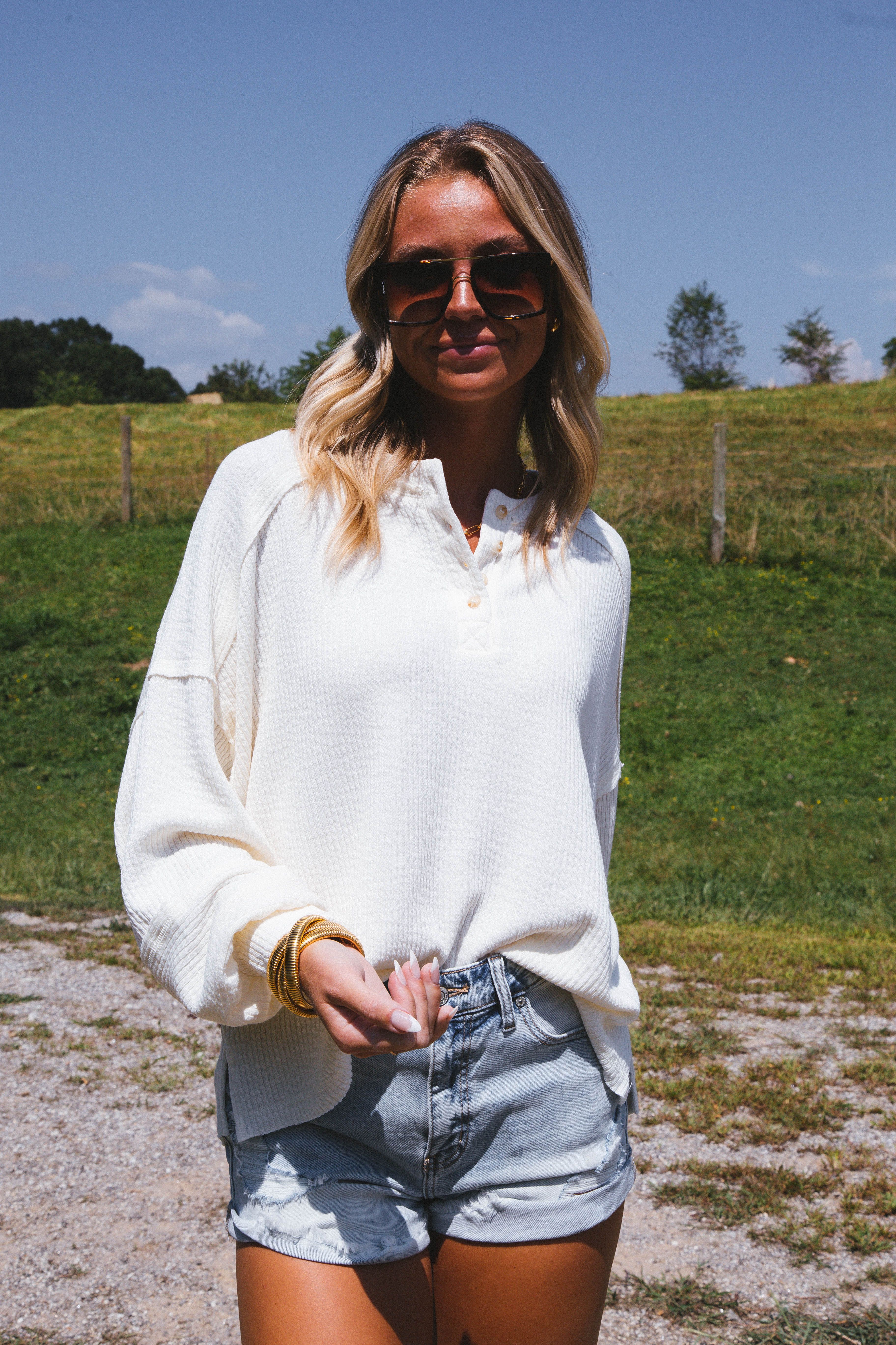 Fireside Knit Henley Top, Cream sold by North & Main Clothing Company product image thumbnail 3