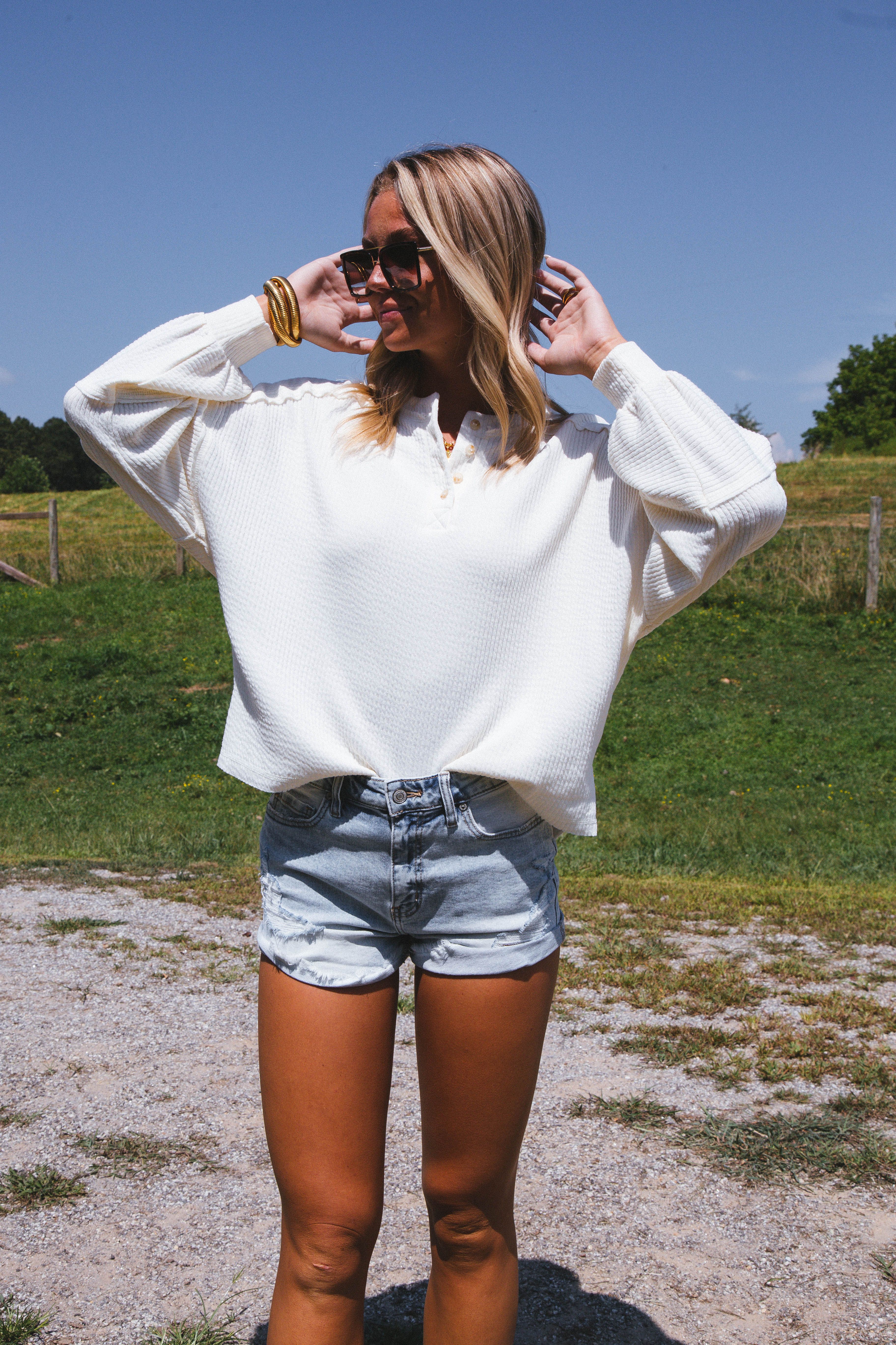 Fireside Knit Henley Top, Cream sold by North & Main Clothing Company product image thumbnail 6