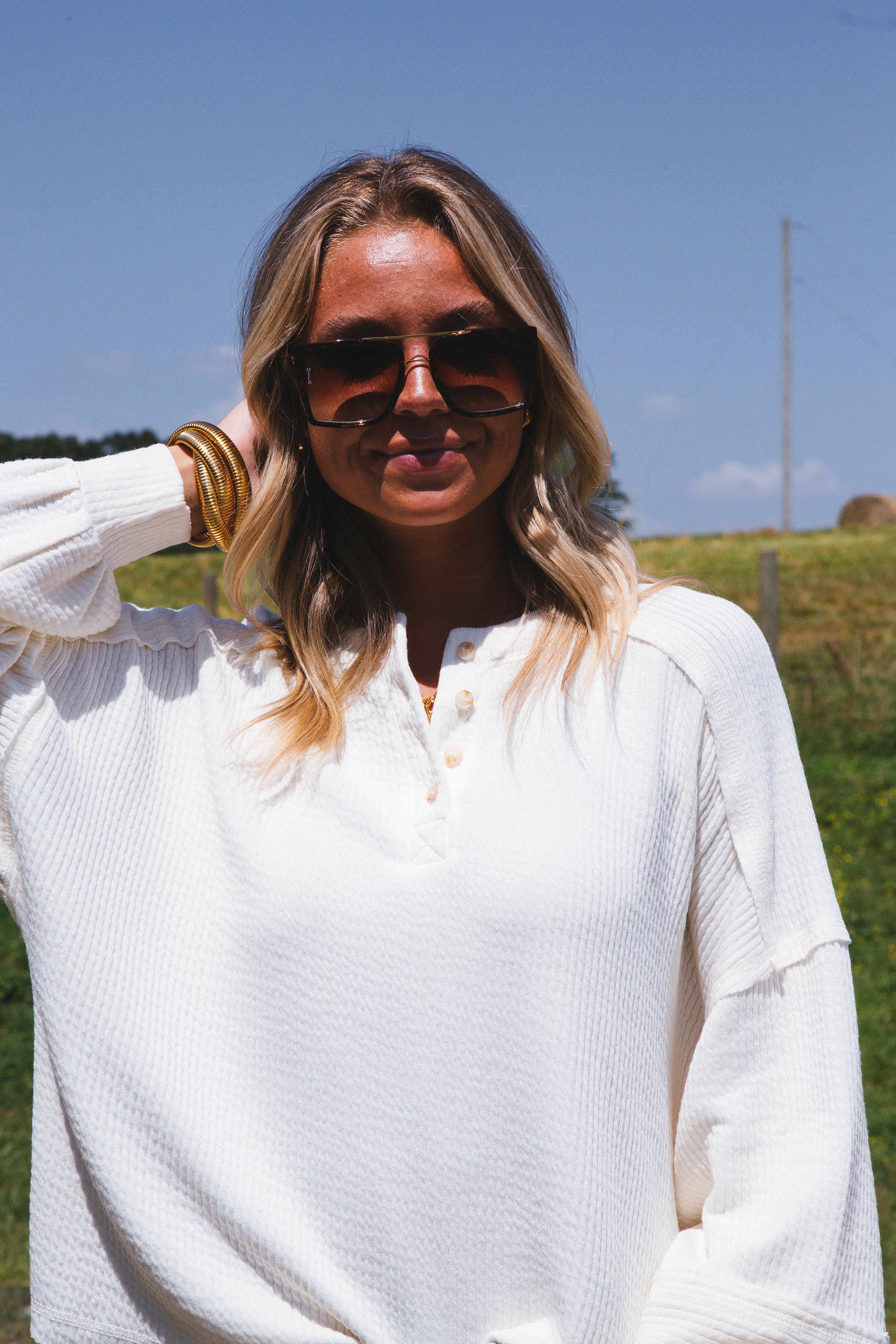 Fireside Knit Henley Top, Cream sold by North & Main Clothing Company product image thumbnail 4