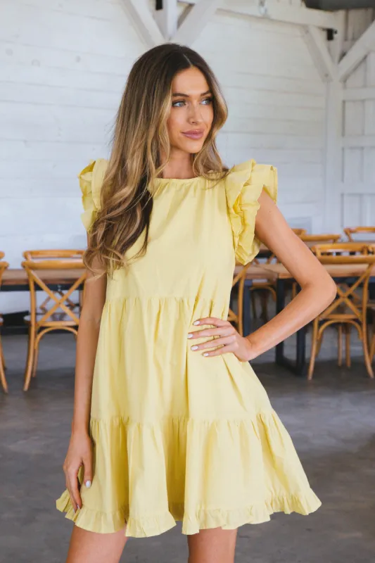 Tylee Tiered Dress, Sandy Yellow made by North & Main Clothing Company