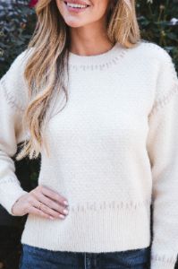 Lottie Stitch Detail Sweater, Cream Brown | RD Style sold by North & Main Clothing Company