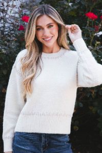 Lottie Stitch Detail Sweater, Cream Brown | RD Style sold by North & Main Clothing Company