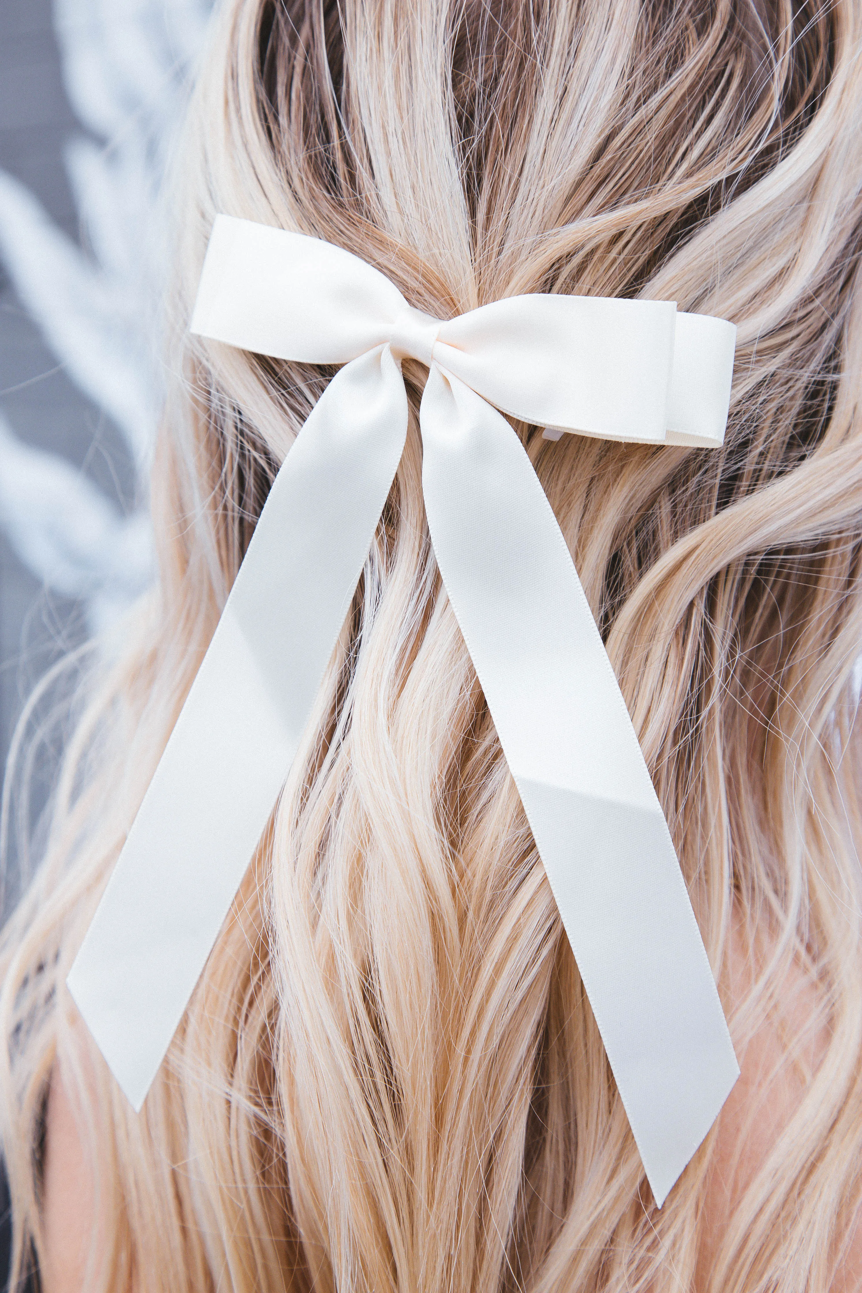 Ribbon Bow Hair Clip, Ivory sold by North & Main Clothing Company