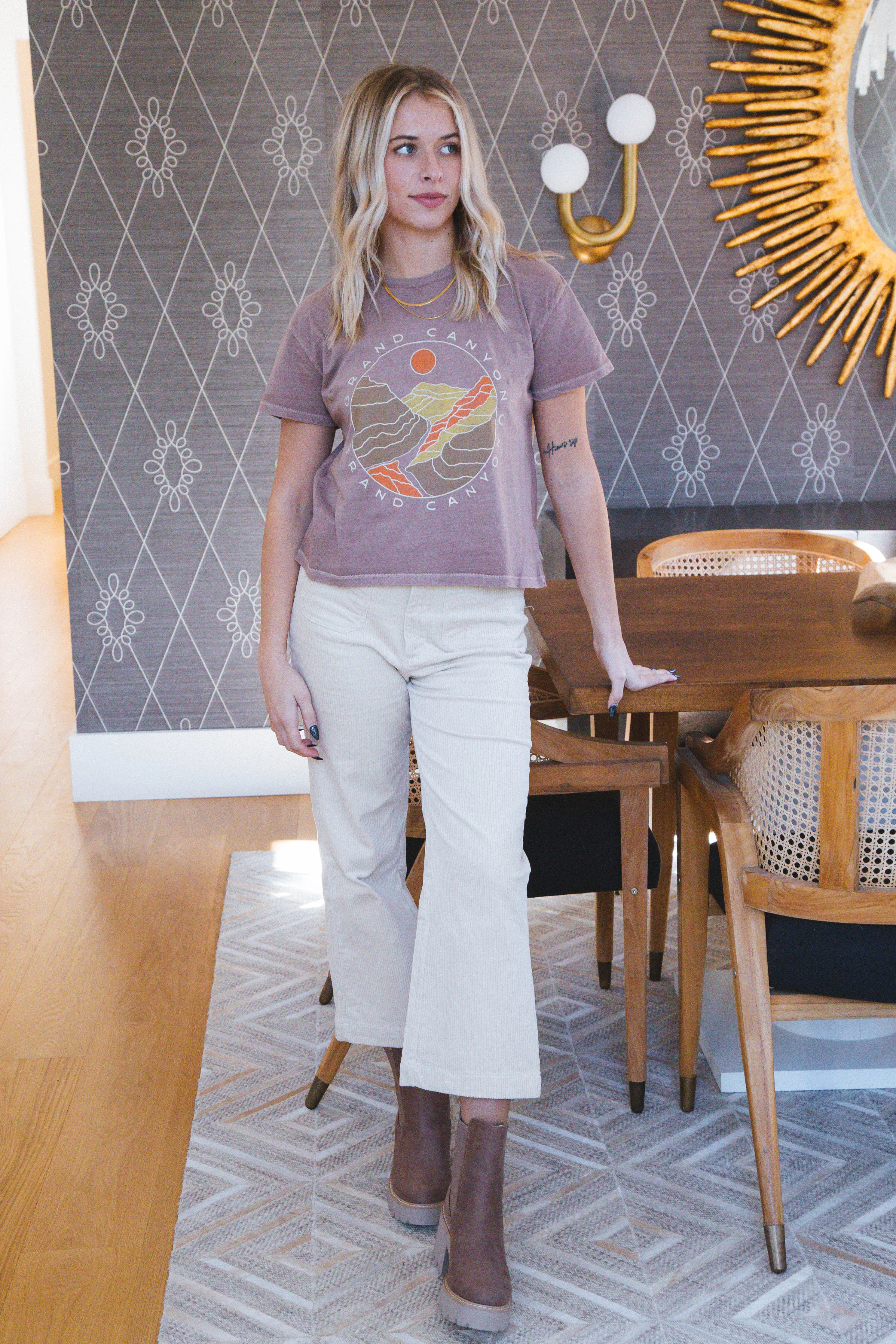 Grand Canyon Sun Cropped Tee, Mauve | Girl Dangerous sold by North & Main Clothing Company product image thumbnail 3