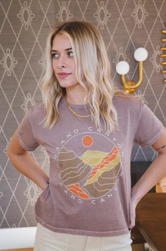 Grand Canyon Sun Cropped Tee, Mauve | Girl Dangerous sold by North & Main Clothing Company