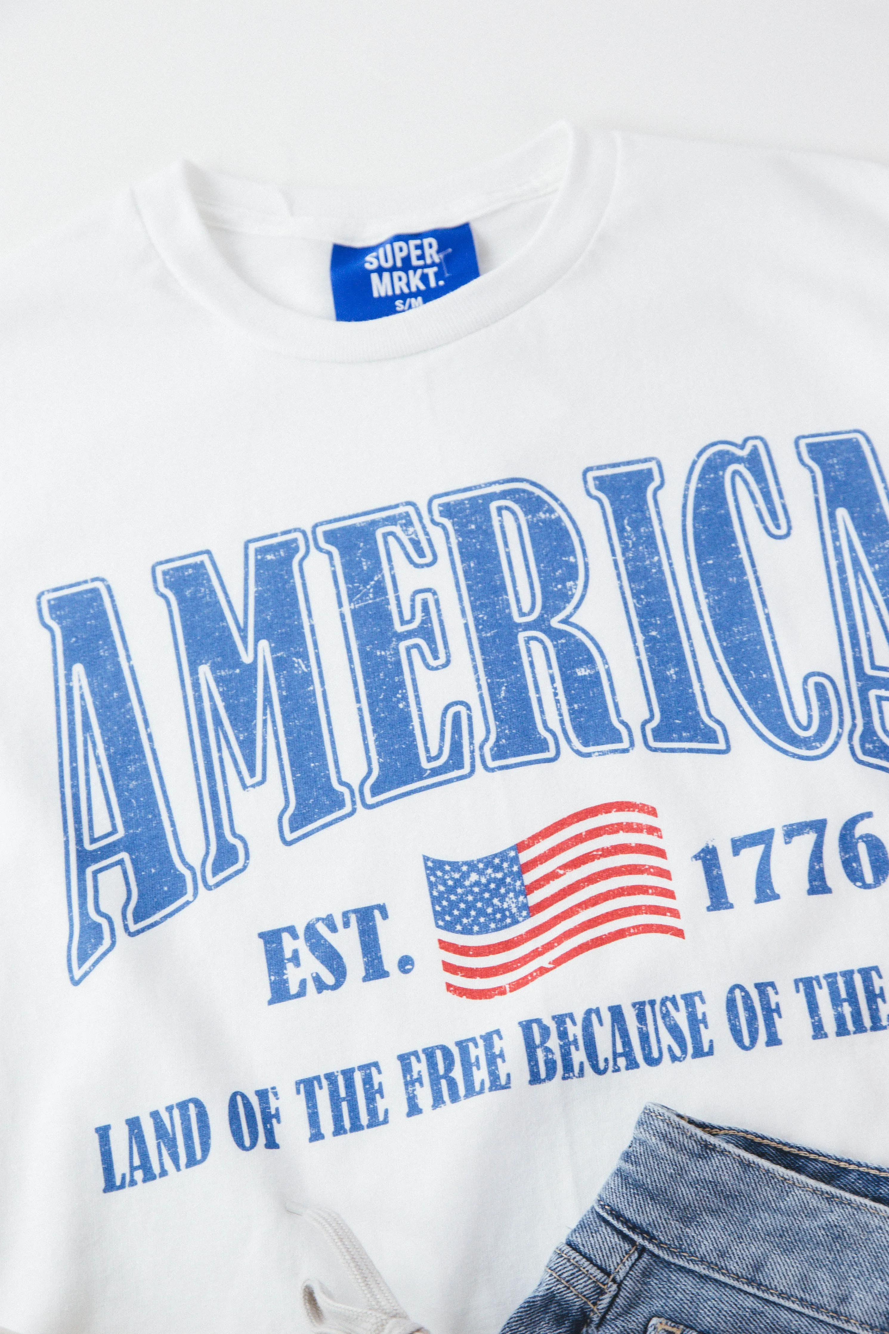 America Oversized Graphic Tee, White sold by North & Main Clothing Company product image thumbnail 2