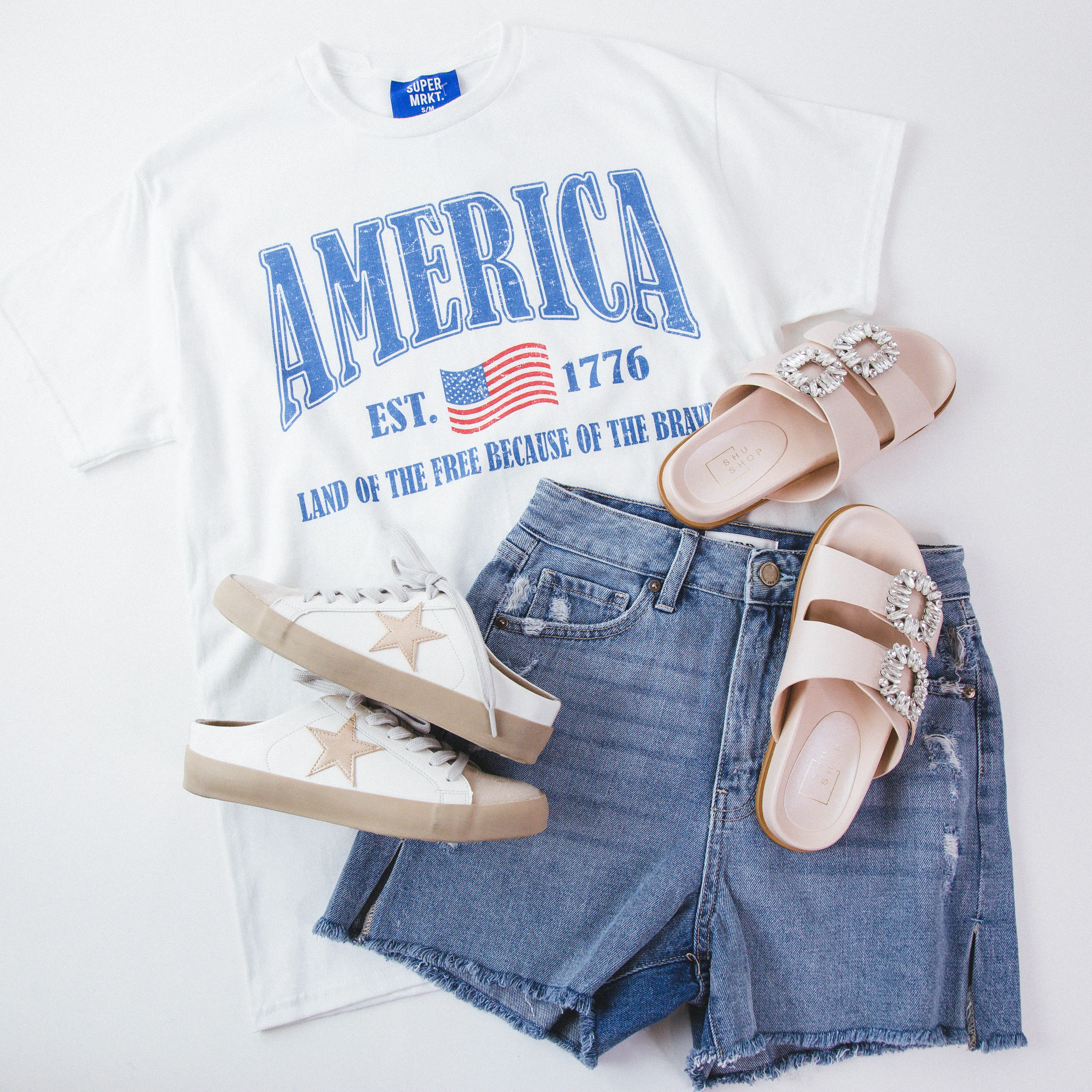 America Oversized Graphic Tee, White sold by North & Main Clothing Company product image thumbnail 4