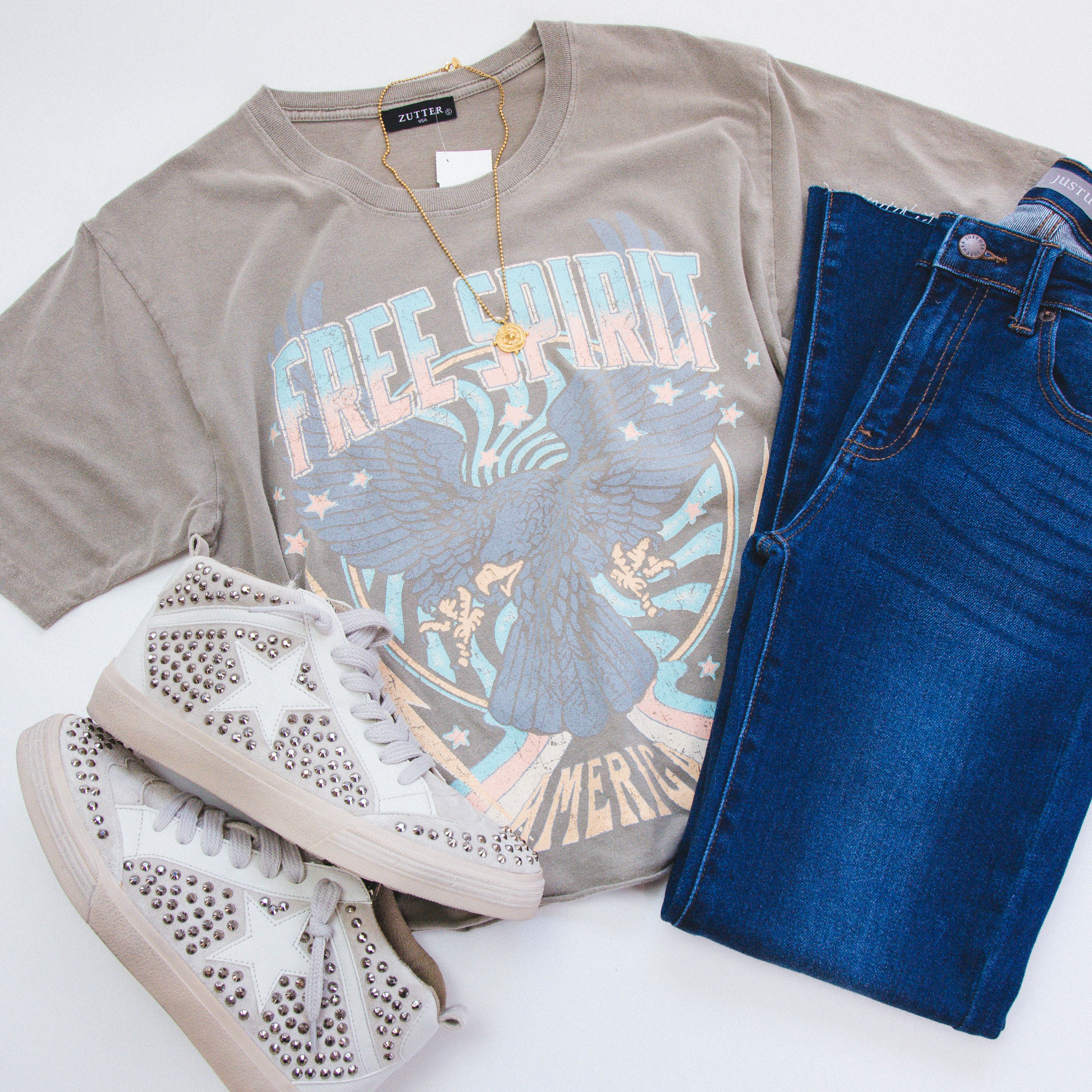 Free Spirit Cropped Graphic Tee, Mocha sold by North & Main Clothing Company product image thumbnail 5