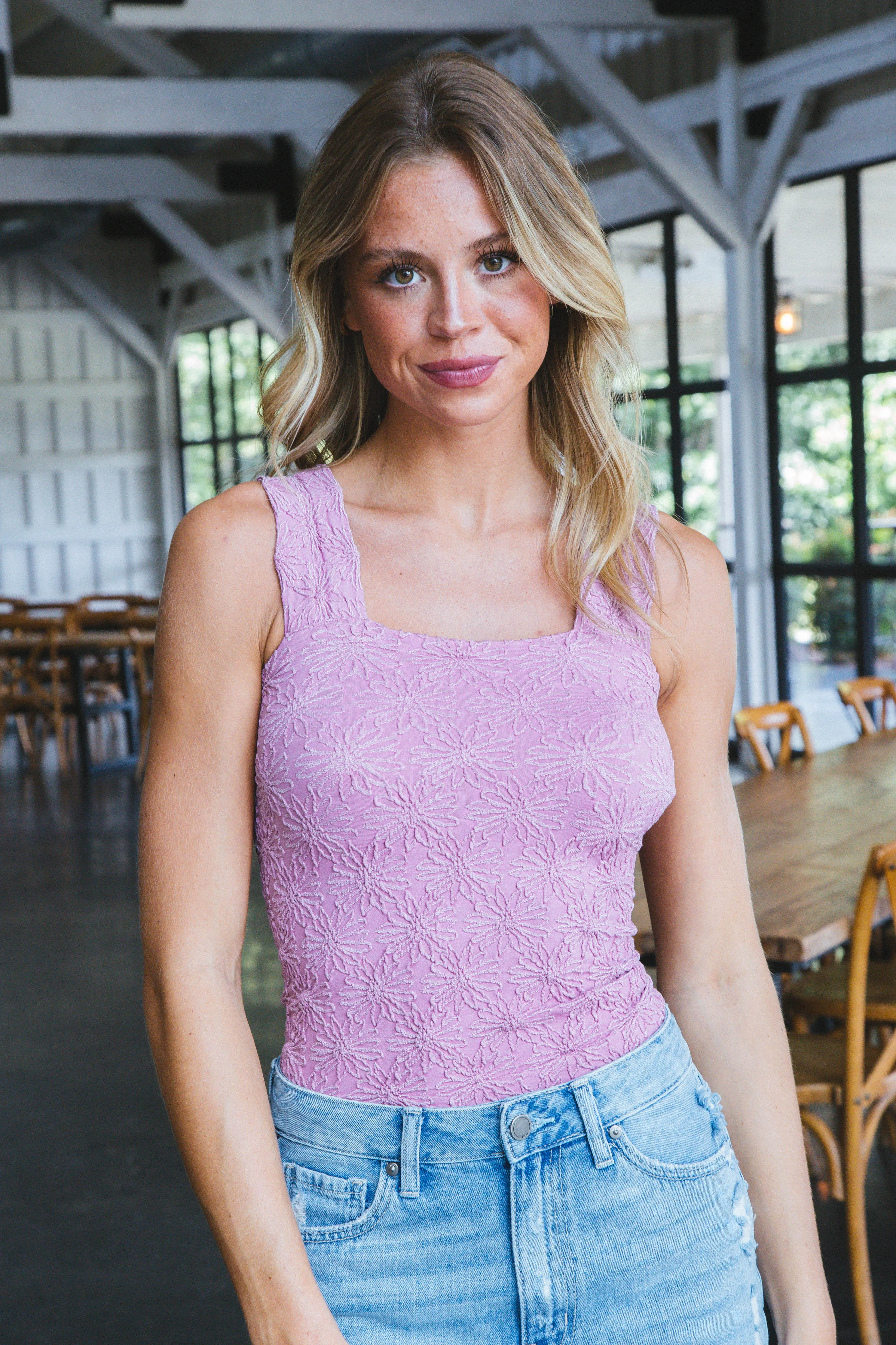 Alyson Floral Jacquard Tank, Vintage Pink sold by North & Main Clothing Company product image thumbnail 5