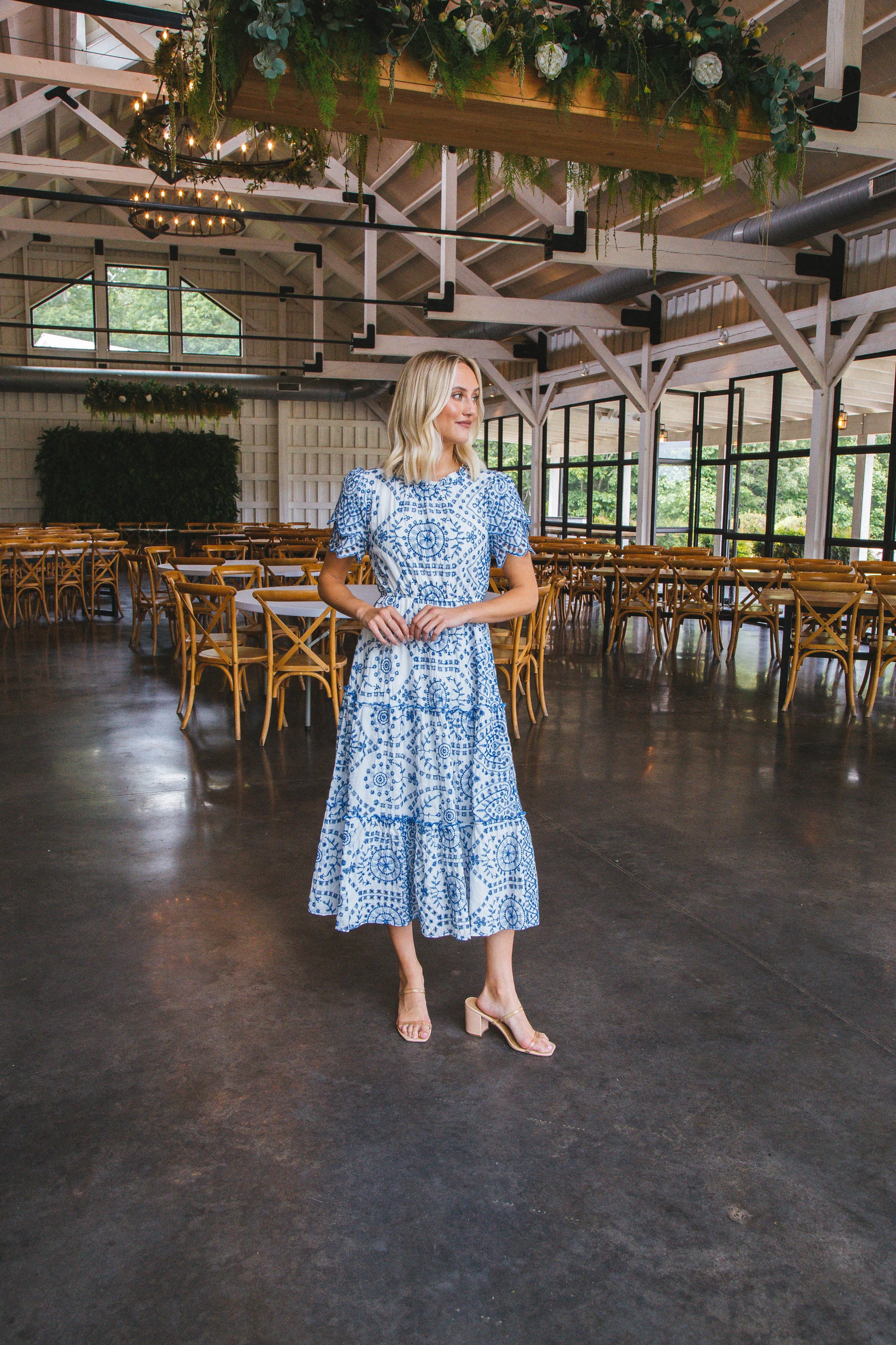 Stella Eyelet Lace Midi Dress, Blue sold by North & Main Clothing Company product image thumbnail 4