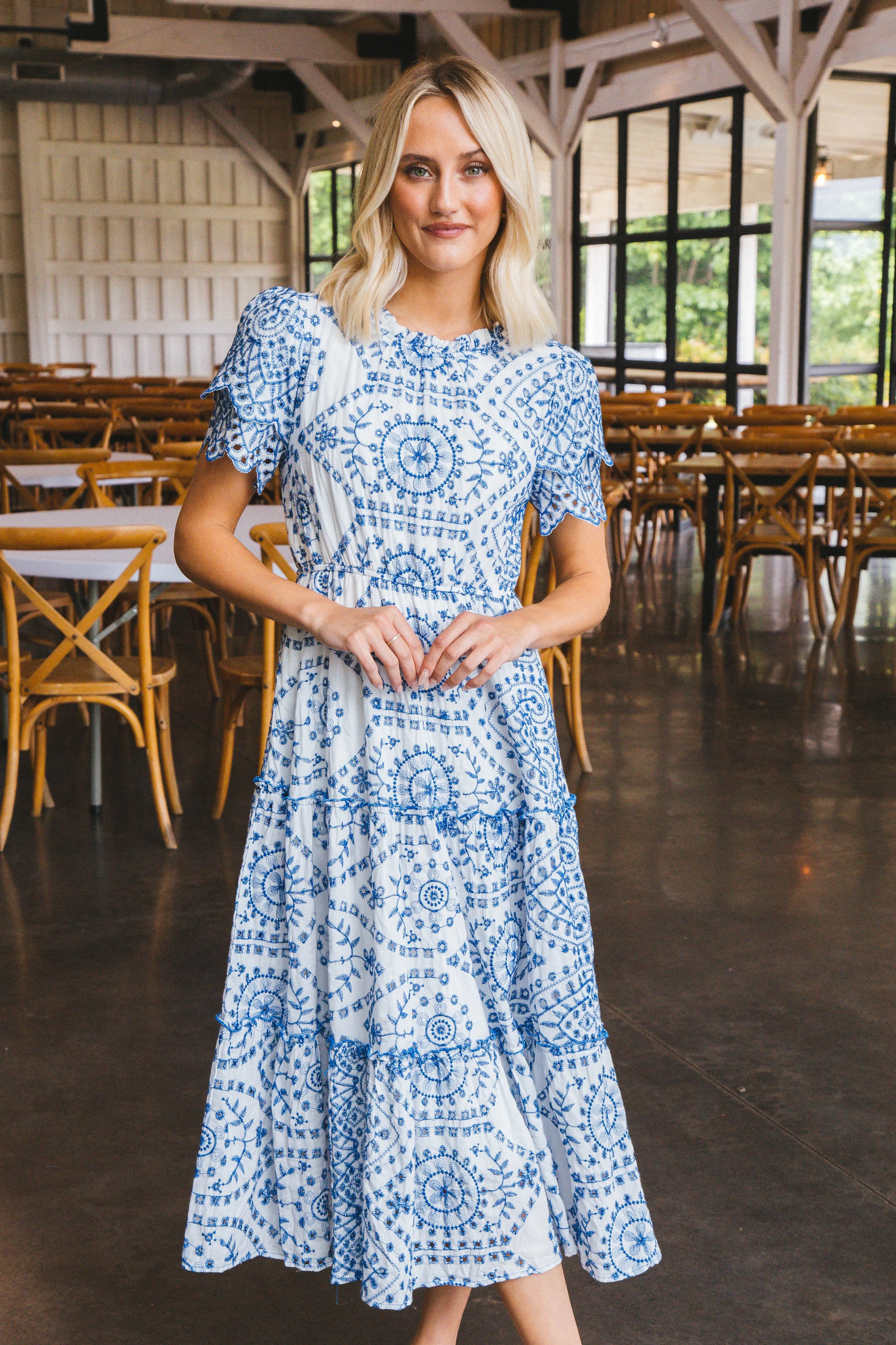 Stella Eyelet Lace Midi Dress, Blue sold by North & Main Clothing Company product image thumbnail 2