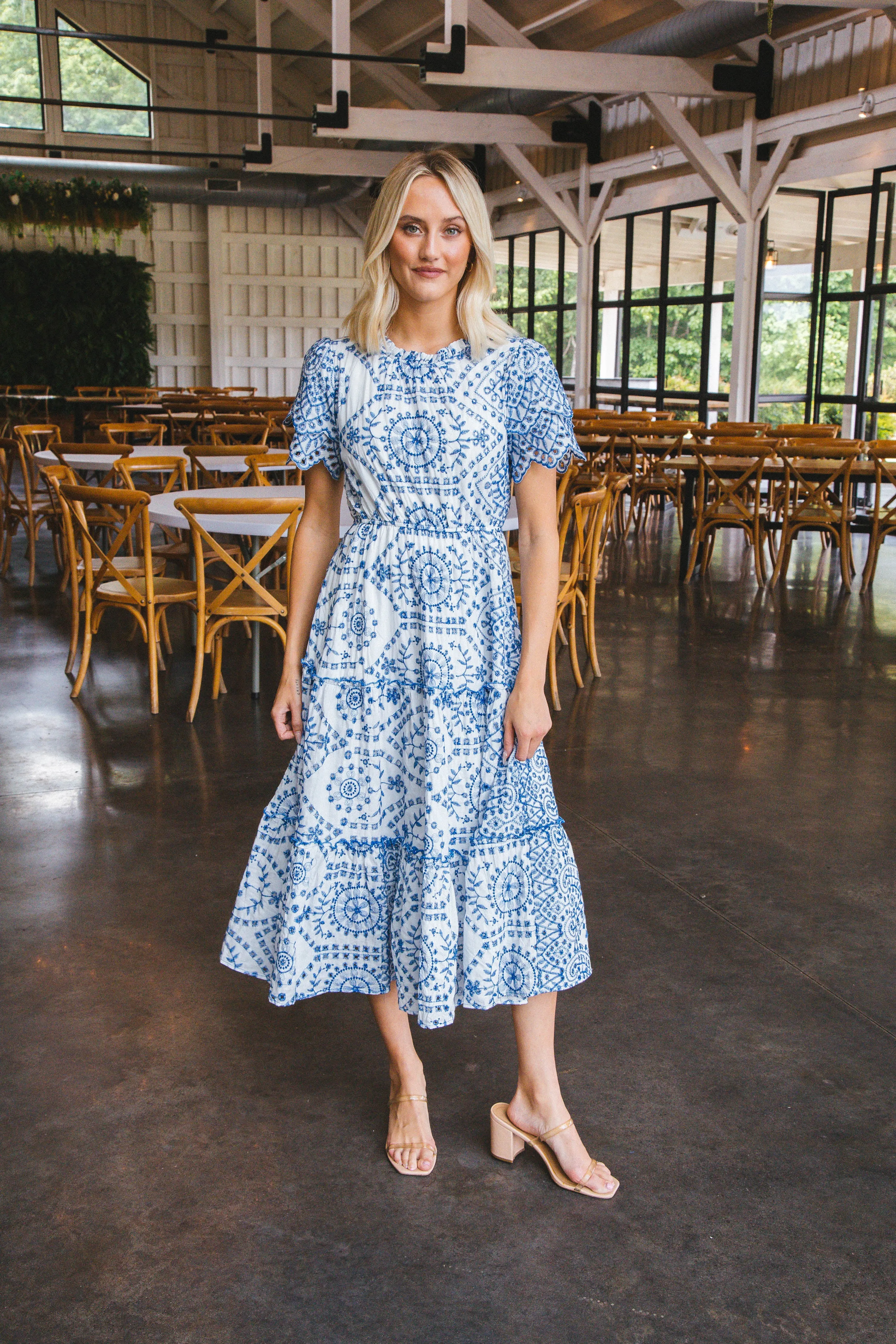 Stella Eyelet Lace Midi Dress, Blue sold by North & Main Clothing Company product image thumbnail 3