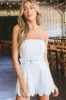 Brianna Strapless Eyelet Romper, White sold by North & Main Clothing Company