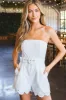 Brianna Strapless Eyelet Romper, White sold by North & Main Clothing Company