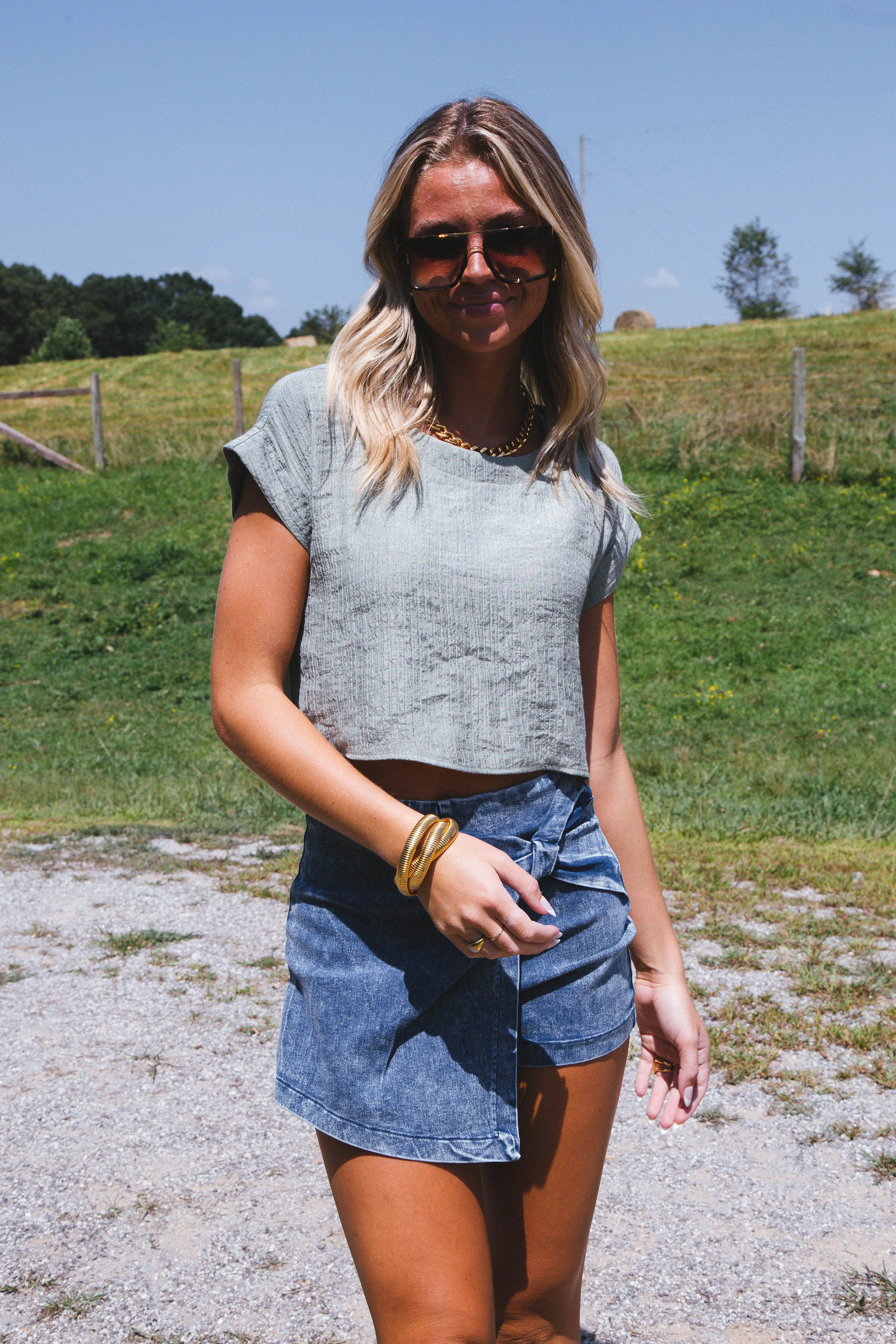 Emma Boxy Woven Top, Olive sold by North & Main Clothing Company product image thumbnail 2