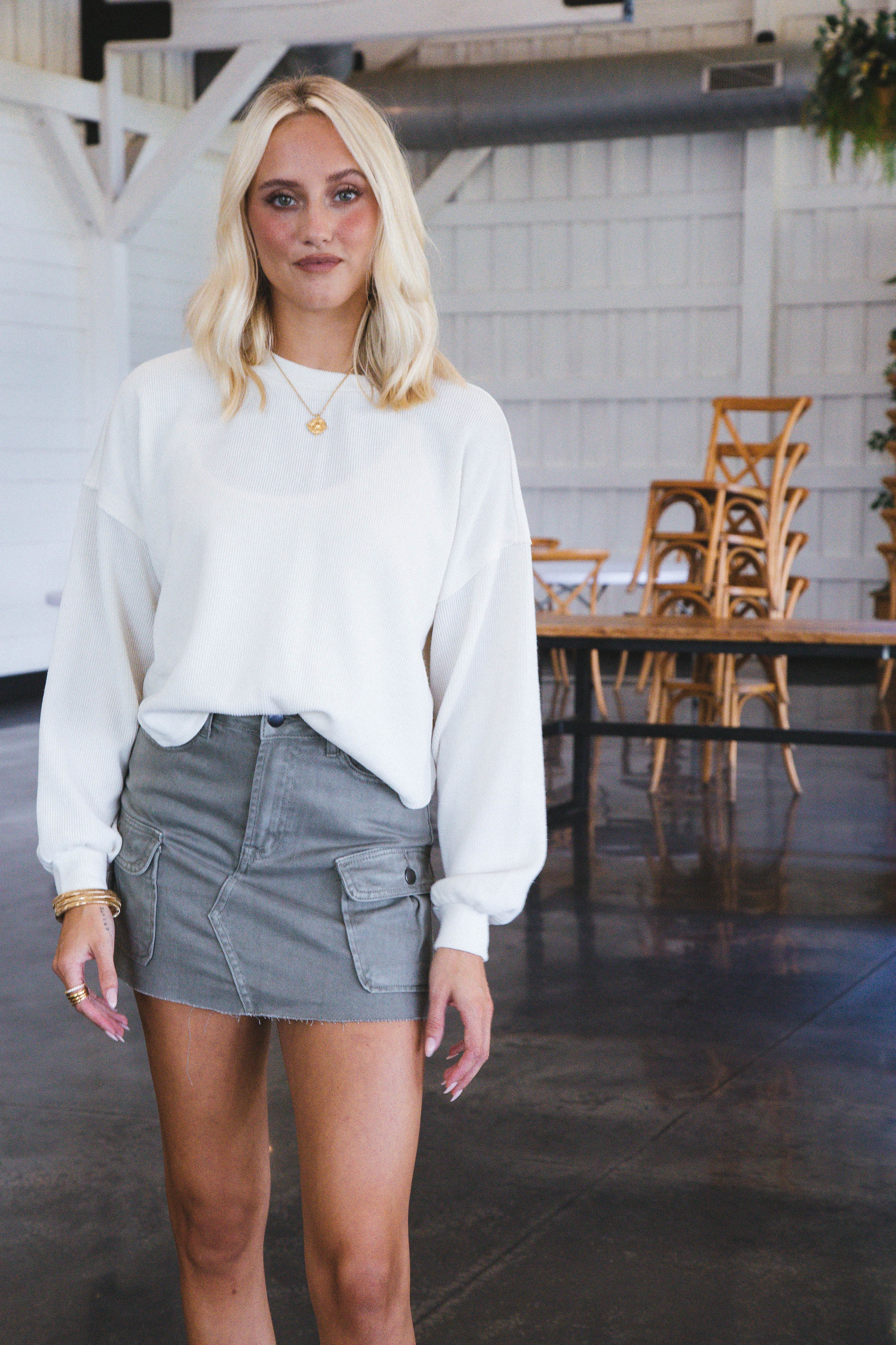 Dreamy Ruched Knit Top, Ivory sold by North & Main Clothing Company product image thumbnail 5