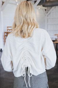 Dreamy Ruched Knit Top, Ivory sold by North & Main Clothing Company